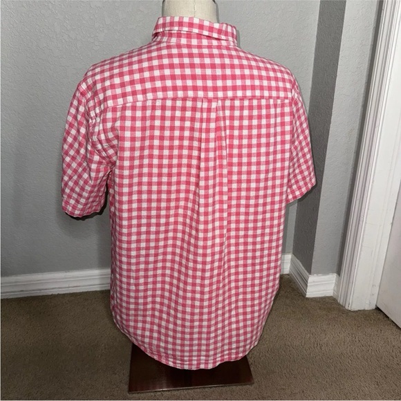 Vineyard Vines Men's Short Sleeve Whale Shirt Pink White Checkered Button XL - Picture 6 of 8